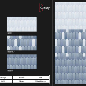 กระเบื้องบุผนังเซรามิกขนาด 300x600 มม. สำหรับห้องน้ำ ห้องครัว ผิวมันเงา/ด้าน ลายแกะสลักแบบนูน ดีไซน์ตกแต่งผนังภายในสุดหรู - Product Image 1