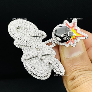 Colgante de Oro 10K con Diamantes Naturales Redondos de Corte Brillante, Letra Personalizada, Estilo Hip Hop, Joyería Unisex con Engaste Personalizado - Product Image 5