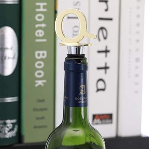 Gold Finish Reusable Silicone Letter <b>Wine</b> & Beverage Bottle Stopper for DIY Party Wedding Birthday Celebrations - Product Image 1