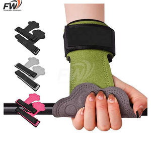 Guantes de fitness para hombres y mujeres, banda de agarre, protector de palma, equipo auxiliar de cuero vacuno para barra horizontal - Product Image 5