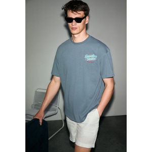 GRIMELANGE <b>NEON</b> Men's 100% Organic Cotton Round Neck Print Detail <b>T</b>-<b>Shirt</b> - Product Image 3