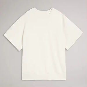 เสื้อยืดคอกลมโอเวอร์ไซส์ผ้าฝ้ายแท้ 100% สำหรับผู้ชาย สกรีนโลโก้ได้ตามต้องการ เสื้อยืดเรียบหรูทรงหลวมคุณภาพสูง - Product Image 5