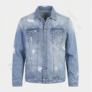Chaqueta Vaquera de Invierno Personalizable para Hombre, Chaqueta de Mezclilla de Algodón de Alta Calidad, Cuello Camisero, Chaqueta de Moda Entallada para Hombre - Product Image 1