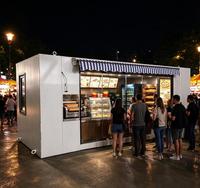 Kiosque en conteneur d'acier, stand de vente alimentaire, café mobile préfabriqué, remorque pour café de rue, restauration en plein air