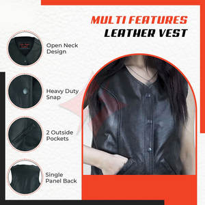 Femmes moto cuir gilet col ouvert Biker gilet Unique couture sans manches Style occidental équitation gilet Cruiser rue - Product Image 4