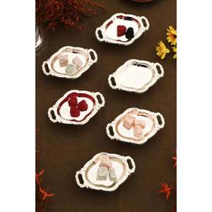 Juego de 6 Cajas Ovaladas con Asa para Delicias Turcas, Modelo Mini Plateado de Mucit Home - Product Image 1