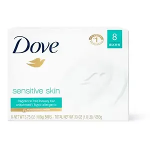Jabón de Baño Dove Sensitive Beauty Bar para Hombre, Antiséptico, Hidratante, Sin Perfume, Hipoalergénico, para Todo Tipo de Piel - Product Image 2
