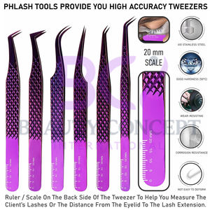 Pince à épiler de greffe d'extension de cils antidérapante durable en acier inoxydable violet facile à utiliser avec texture personnalisée bon vendeur - Product Image 5