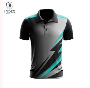 Camiseta Polo de Manga Corta para Hombre INDEX APPAREL, Diseño Geométrico con Bloques de Color, Secado Rápido, Ajuste Deportivo, Tejido de Poliéster - Product Image 2