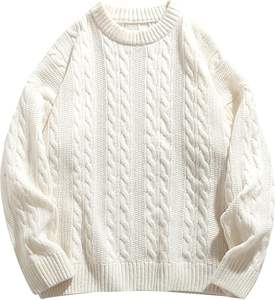 Pull en tricot décontracté pour homme W9592Y Knzhee Industry, anti-rides, anti-bouloches, respirant, fin, 100% coton, ample, uni, hiver - Product Image 2