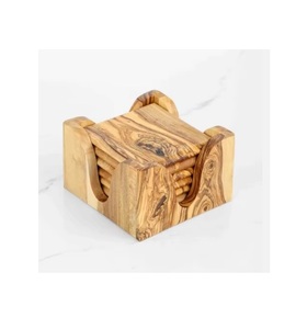 Posavasos de madera cuadrados personalizables de lujo con diseños elegantes, arte moderno, diseño costero antiguo, decoración duradera para el hogar para bodas - Product Image 1