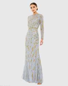 Robe de soirée maxi élégante antistatique, col cœur, sans manches, ornée de perles, en tulle, pour mariage ou fête - Product Image 1