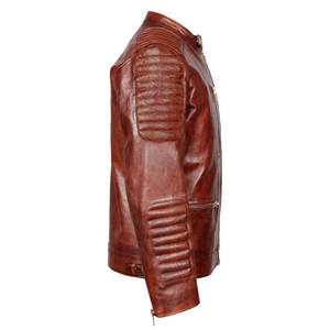 Brown Genuine <b>Leather</b> <b>Men's</b> Waterproof Zip-Up Bomber <b>Jacket</b> Biker Coat Windproof Breathable Casual Winter Customized Comfortable - Product Image 4