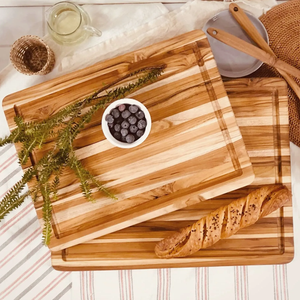 Planche à découper en bois de teck avec rainure de jus poignée de main planches à découper la viande végétale pour la cuisine planche à découper en bois de noyer - Product Image 2