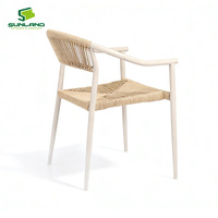 Chaise de salle à manger d'extérieur en aluminium avec structure en corde tressée, résistante aux intempéries, pour jardin, restaurant, café, hôtel