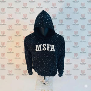 Sudadera con Capucha Personalizada de Estilo Urbano Hip Hop, Lavado Ácido, Bordada con Pedrería, Estampado Desteñido por el Sol, 100% Algodón, Negra, Talla Grande para Hombre - Product Image 3