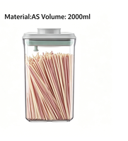 Conteneur de stockage alimentaire en plastique OEM hermétique et écologique avec couvercle pop, 2000 ml, sans BPA, anti-fuite, empilable, pour cuisine (vente en gros)