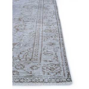 Tapis en laine noué à la main gris et noir vintage Pae-620, tapis de salon rectangulaire abstrait à motif médaillon pour adolescents et maison - Product Image 4