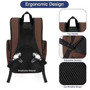 Sac à dos sportif – Sac à dos marron avec compartiment pour ballon de basket, rangement pour chaussures et porte-boissons isotherme - Product Image 4