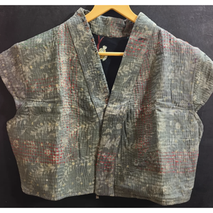 เสื้อคลุมสไตล์ญี่ปุ่น แขนสั้น ผ้าฝ้าย ตกแต่งลายคันธา ดีไซน์โดดเด่น - Product Image 4