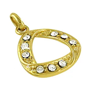 Pendentif goutte d'eau plaqué or avec pierre précieuse blanche et breloques naturelles, bijoux religieux pour usage quotidien, design goutte d'eau - Product Image 1