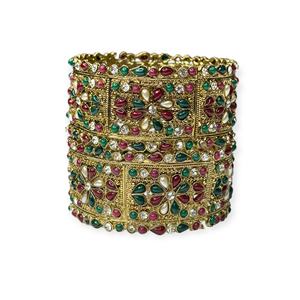 Traditional <b>Gold</b> <b>Plated</b> Geometric Trendy Multi-Color Stone <b>Bangles</b> Bridal & Anniversary Wear Jewellery for Global Export - Product Image 1