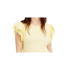 T-shirt Casual da Donna Taglie Forti Maison Jules Gialla con Motivo a Righe e Pois in Tessuto Traspirante Lavorato a Maglia - Product Image 5