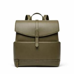 Durable Genuine Leather Green Flap Backpack with Adjustable Strap Ideal for School Travel and Everyday Use - Product Image 1