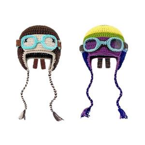 Chapeau de pilote tendance style européen et américain, tricoté à la main, rayé, décontracté, hiver, 100% coton, unisexe, personnalité, vente en gros usine - Product Image 2