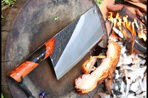 Couteau de chef artisanal de haute qualité en acier au carbone, lame fixe lourde, longueur de la lame de 7,5 pouces, manche en bois, ambidextre, couleur personnalisable - Product Image 5