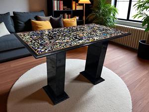 Table à manger en marbre noir élégante de style indien, design attrayant, marqueterie en pierre dure, travail artisanal, meilleur prix de gros en Inde - Product Image 4