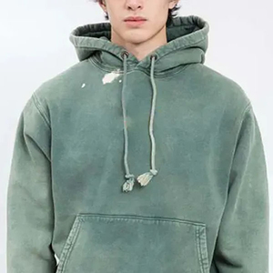 Sudadera con capucha de lavado ácido de invierno para hombre personalizada 100% algodón a granel liso estilo callejero en blanco patrón de impresión Digital de gran tamaño - Product Image 2