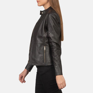 Chaquetas de motociclista para mujer de diseño personalizado, ropa de abrigo de cuero elegante de alta calidad para invierno y otoño, moda para mujer - Product Image 5