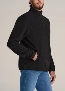 Wholesale <b>Black</b> French Terry Button up Hoodie Pullover Winter <b>Fleece</b> with Solid Pattern Hooded Collar Hoodie for <b>Men</b> - Product Image 2