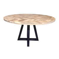 Ensemble table et chaises de salle à manger en bois massif à motifs chevrons, écologique et durable - Design moderne, pieds en métal pliables, assemblé pour hôtel