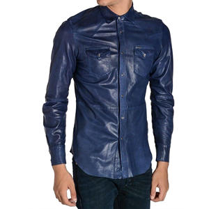 Camisa de cuero de moda para hombre hecha a medida Camisa de moda de cuero para hombre Camisa de cuero de ajuste casual Producto de Venta caliente de alta calidad - Product Image 1