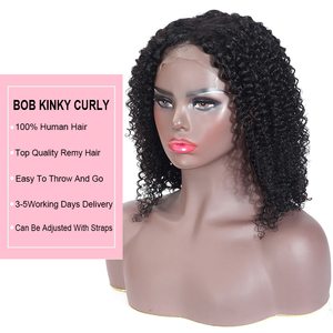 Perruques Bob Courtes Frisées HD à Prix Abordable, Cheveux Humains, Perruque Lace Front, Cheveux Péruviens Vierges, Sans Colle, Densité Personnalisable - Product Image 3