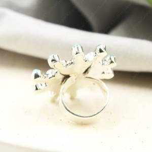 Handmade Turquoise and Pearl 925 Sterling Silver Adjustable <b>Ring</b> - <b>Statement</b> <b>Ring</b> for Women - Product Image 3