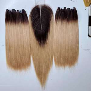 CDY แฮร์พีชแบบตรง สีออมเบร 613 บลอนด์น้ำตาล HD โปร่งใส 4x4 5x5  ทำจากผมแท้  ถอนขนมาแล้ว  ไรผมดูเป็นธรรมชาติ - Product Image 2