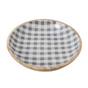 Bol en bois d'acacia naturel avec impression émaillée Fabrication de bols à vaisselle de la meilleure qualité Bol à salade avec ensemble de service à prix avantageux - Product Image 1