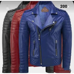 Blouson de motard en cuir d'agneau véritable BS International, imperméable, coupe-vent, col mandarin, fermeture éclair, hiver - Product Image 1