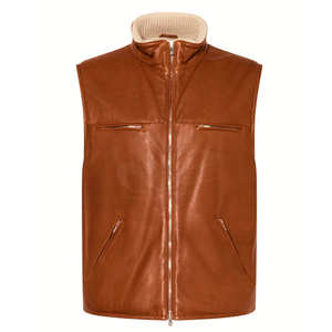 Chaleco de Cuero para Hombre, Resistente al Viento, con Botones de Cuerno, para Producción al por Mayor con Etiqueta Privada OEM - Product Image 1