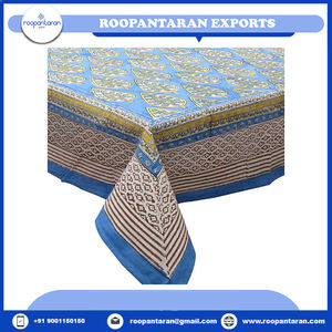 Personalized Jacquard Cotton <b>Tablecloth</b> Hand Block Printed Embroidered 180x340cm Premium Quality Home & Hotel Use Sale - Product Image 2