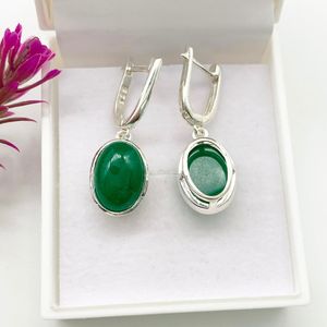 Boucles d'oreilles en jade vert, argent sterling 925, fabrication artisanale, bijoux en pierres précieuses mignons, cadeau pour femmes, anniversaire, fête, vente en gros en or - Product Image 3
