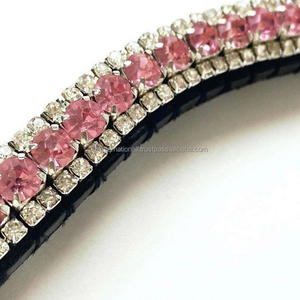 Bande de sourcils de cheval en cuir de haute qualité 3 rangées Bling personnalisé pour le cuir véritable de cheval ou les bandes de sourcils de décoration personnalisées - Product Image 3