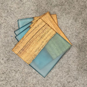 Dessous de verre en bois et en résine de forme rectangulaire élégante pour la décoration intérieure Tapis et tampons classiques - Product Image 2