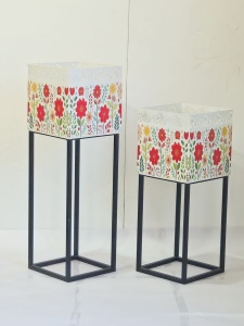 Support de jardinière avec pot à deux étages Taille personnalisée Décoration intérieure et extérieure moderne Jardinière Pots de fleurs - Product Image 6