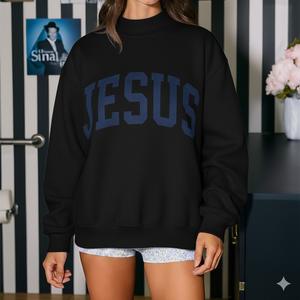 Sudaderas Extra Grandes Casuales de Alta Calidad para Mujer, Manga Larga, Cuello Alto Simulado, con Logotipo Personalizado Impreso en la Parte Delantera, Diseño Sólido de Invierno - Product Image 1