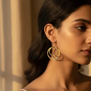 Boucles d'oreilles pendantes en laiton bohème faites à la main pour femmes, bijoux de mode - Product Image 3