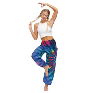 Pantalones acampanados de cintura alta con estampado ajustado a la moda para mujer, pantalones largos deportivos - Product Image 4